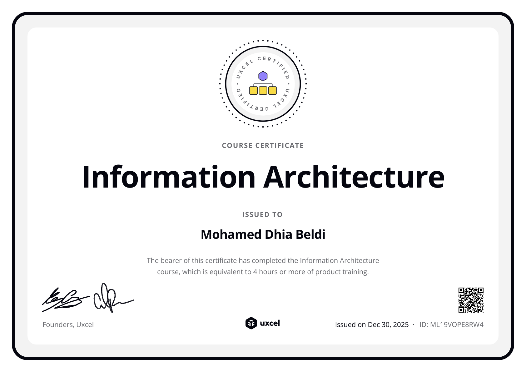Mohamed Dhia Beldi's certificate